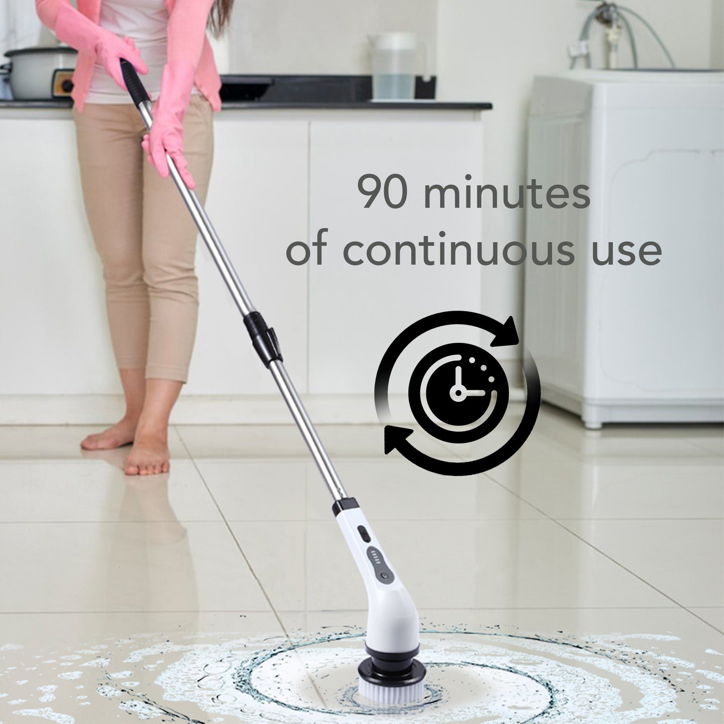 HOM Electric Spin Scrubber - Wireless Electric Cleaning Brush with 9 Brush Heads, 2 Speed Settings (300/400 rpm), 90 mins Continuous Use - For Bathrooms, Windows, Cars