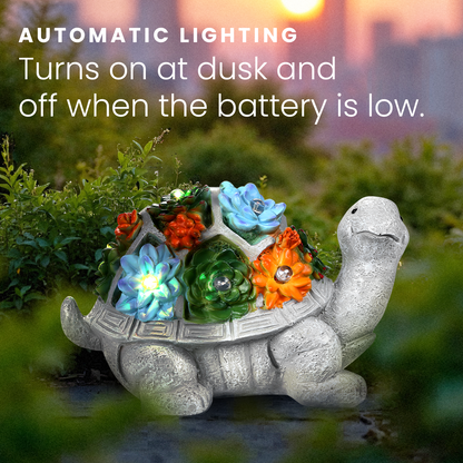 HOM Solar Turtle Statue - Solar Powered Turtle for Garden Decor with LED - Waterproof Solar Lights Outdoor for Patio, Yard, Porch