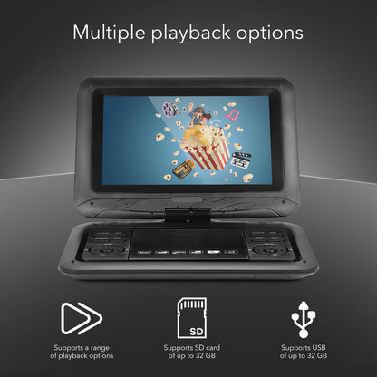 HOM Portable DVD Player with 10.1-inch LCD Screen - DVD & CD Player with SD Card & USB Support