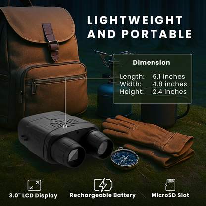 HOM Night Vision Binoculars - Digital Hunting Binoculars with 32MP 4K FHD Infrared Camera - 4000 mAh Rechargeable Battery - 32GB TF Card Included