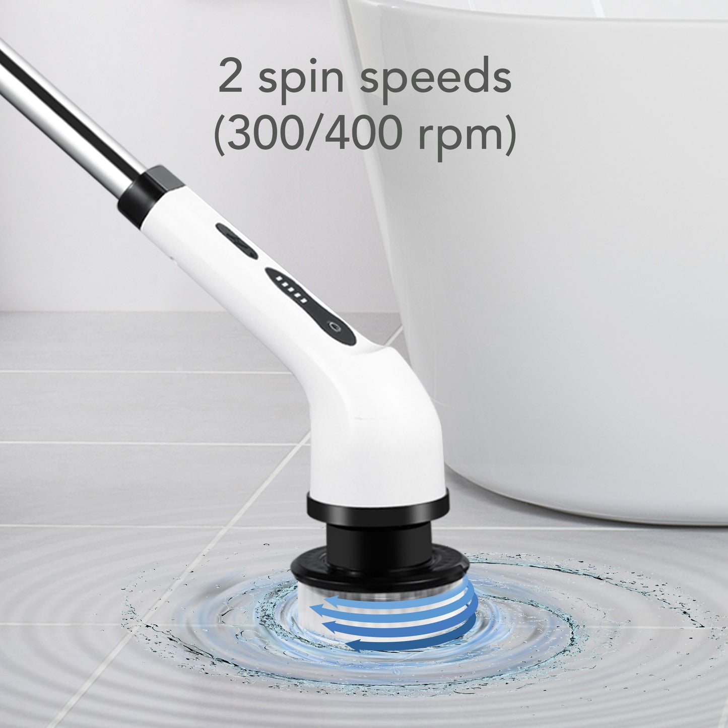 HOM Electric Spin Scrubber - Wireless Electric Cleaning Brush with 9 Brush Heads, 2 Speed Settings (300/400 rpm), 90 mins Continuous Use - For Bathrooms, Windows, Cars