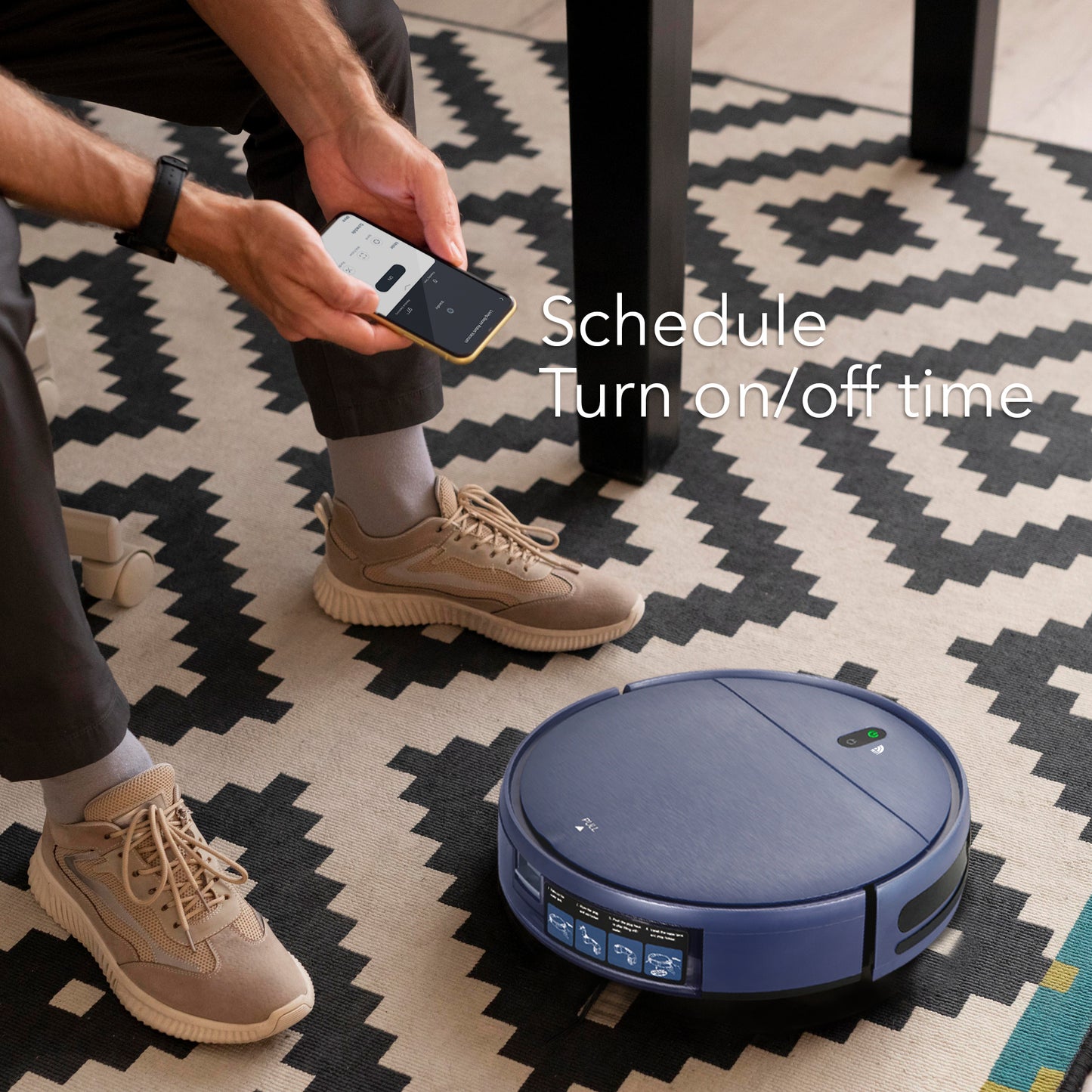 HOM Smart Robot Vacuum Cleaner & Mop - WiFi & App Control, Multiple Cleaning Modes, Self-Charging (Blue)