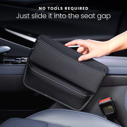 HOM Car Seat Gap Filler Organizer - Car Organizer for Between Seat and Console - Car Storage Organizer for Phone, Keys, Wallets & Other Gadgets - Universal Fit (2-pack)