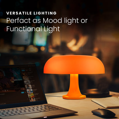 HOM Mushroom Lamp - Dimmable Desk Lamp with Adjustable Brightness Levels, Tones, and Preset Options - Easily Switch Light Modes From Warm, Cool & Neutral with Remote Control (Orange)