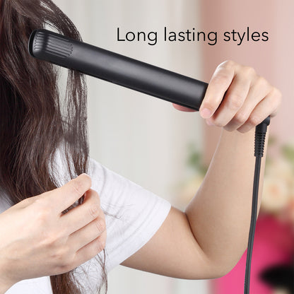 HOM 40W Portable Ceramic Hair Straightener -  Professional Salon Styling Tool (Black)