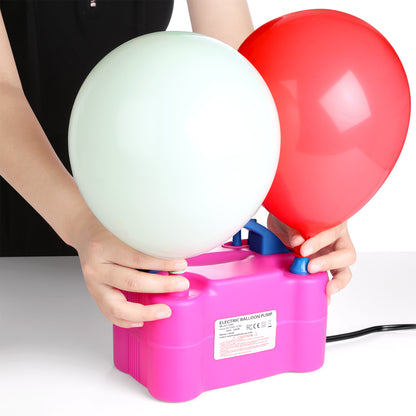 HOM Balloon Pump - Dual Nozzle Electric Balloon Pump - Dual Modes & Nozzle Tips for Small & Large Balloons - for Latex & Foil Birthday Decorations - NOT for Long Balloons & Inflatables