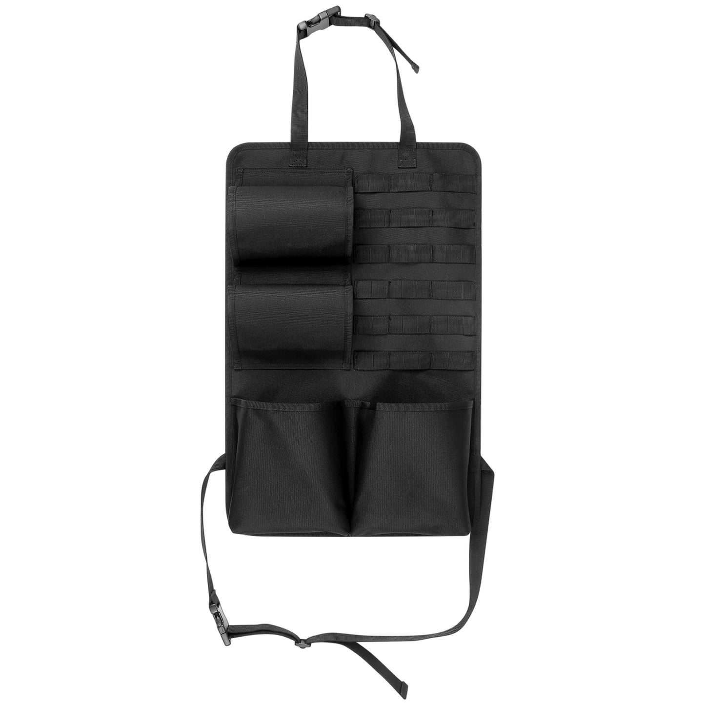 HOM Seat Back Gun Rack - Backseat Car Organizer for Tactical Gear - Adjustable Buckle Strap for Universal Fit for Most Cars & Trucks - Car Storage Rack for Hunting or Tactical Gear (2-pack)