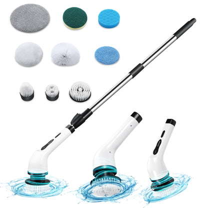 HOM Electric Spin Scrubber - Wireless Electric Cleaning Brush with 9 Brush Heads, 2 Speed Settings (300/400 rpm), 90 mins Continuous Use - For Bathrooms, Windows, Cars