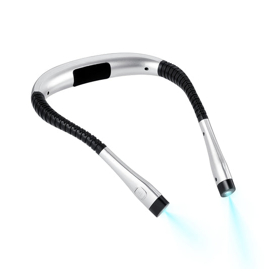 HOM Multifunction Neck Light - Wearable Reading Light for Arts, Crafts, Camping & Working in Low-Light Settings - Rechargeable Dual LED with 3 Lighting Modes for Hands-Free Illumination