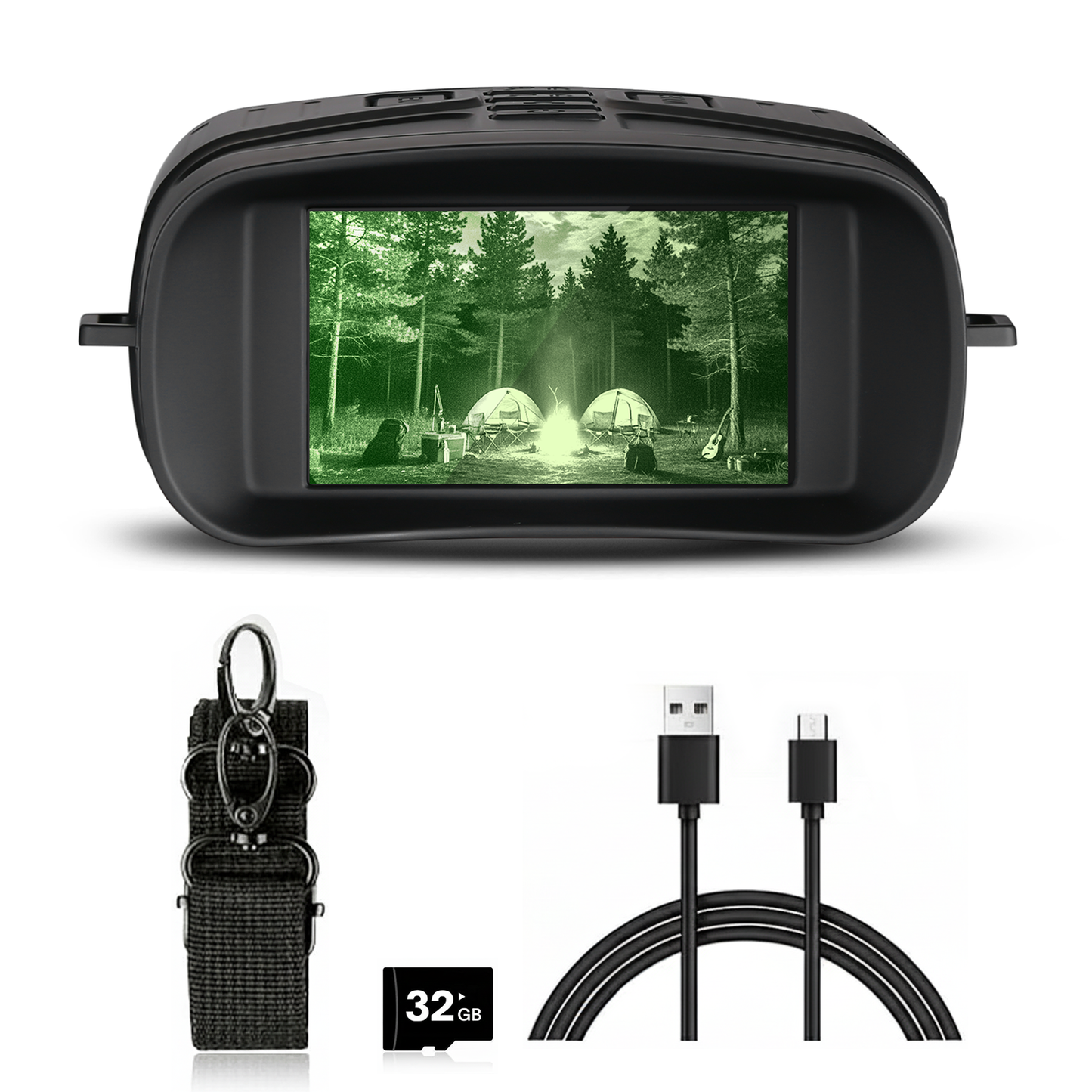 HOM Night Vision Binoculars - Digital Hunting Binoculars with 32MP 4K FHD Infrared Camera - 4000 mAh Rechargeable Battery - 32GB TF Card Included