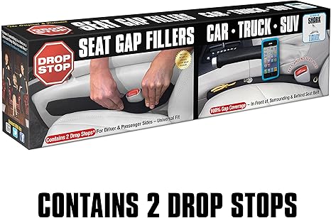 HOM Car Seat Gap Filler - Premium Neoprene Console Gap Blocker, Set of 2 with Anti-Slip Mat and LED Light